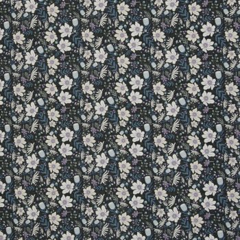 Preview: Modaljersey Just Flowers anthrazit/ naturweiss